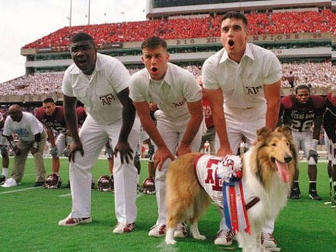 Aggy Yell Leaders and Dog