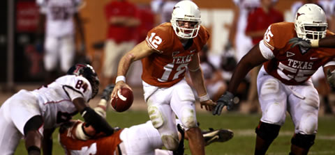 Colt McCoy runs for yards against Texas Tech